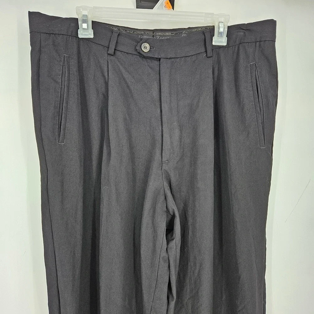 Ermenegildo Zegna Pants Mens Size 56 Black‎ Trousers Wool Blend Casual Preppy